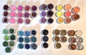 Glitter Lot 58 Colors VERY FINE 1" Pots Body Nail Make Up Shimmer Dust Art Cheer